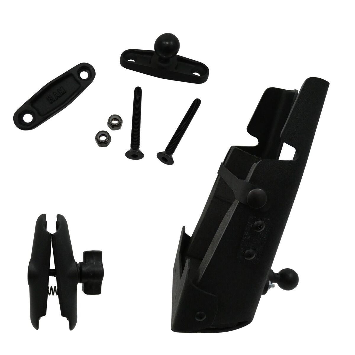 Un-powered forklift mount that installs the MC33x; MC3400 / MC3450 device on a roll bar or square surface of a forklift.